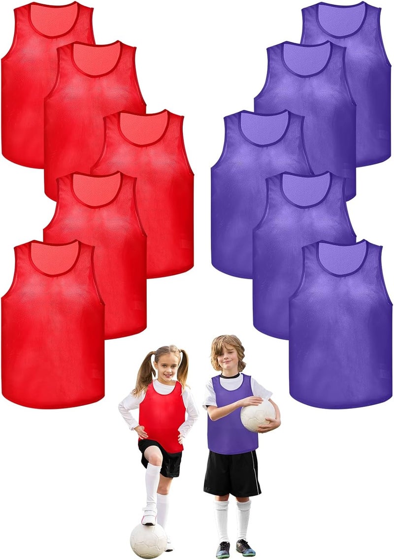 Mofech 12 Pack Pro Training Pinnies for Youth & Adult Mesh High-Vis Scrimmage Vests for Soccer, Basketball, Volleyball Teams - Image 1